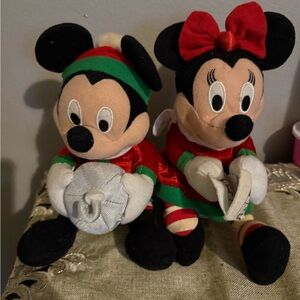 Disney Holiday Decor Mickey and Minnie Plush - Red, Green, Black